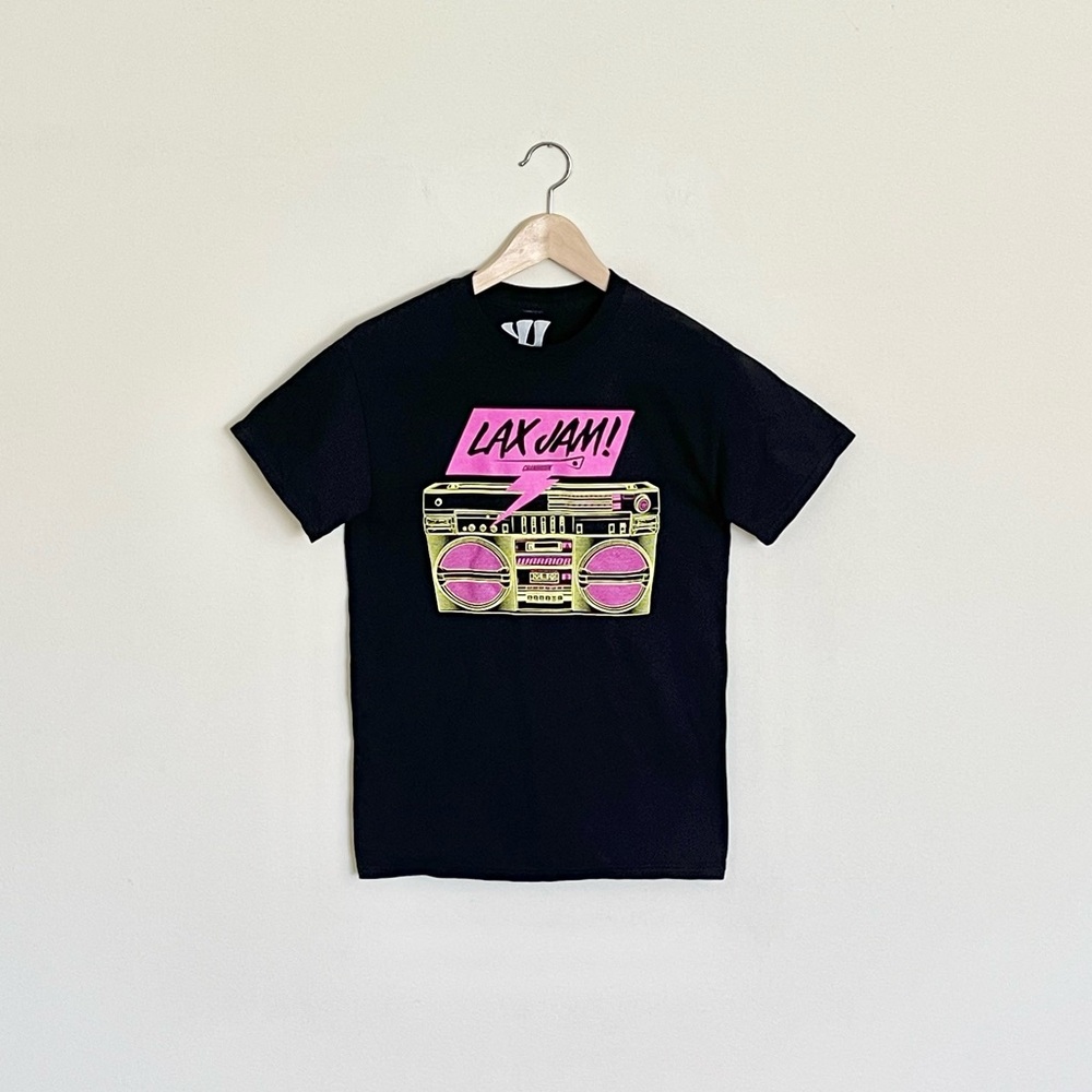 NEW Warrior Lax Jam! Boombox Stereo Graphic Lacrosse Black T Shirt Adult Small